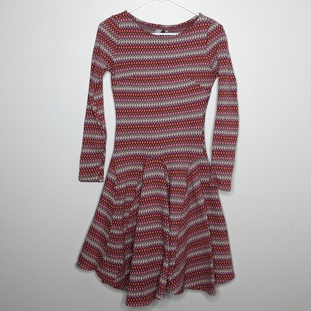 3/$15 Coconinno Pink Diamond Pattern Knit Skater Dress Xs
